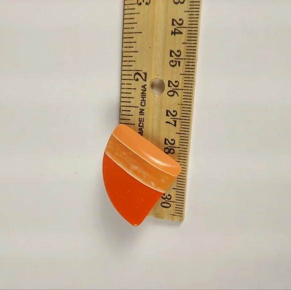 Bold Orange Resin Half-Moon Clip On Earrings - Picture 5 of 9